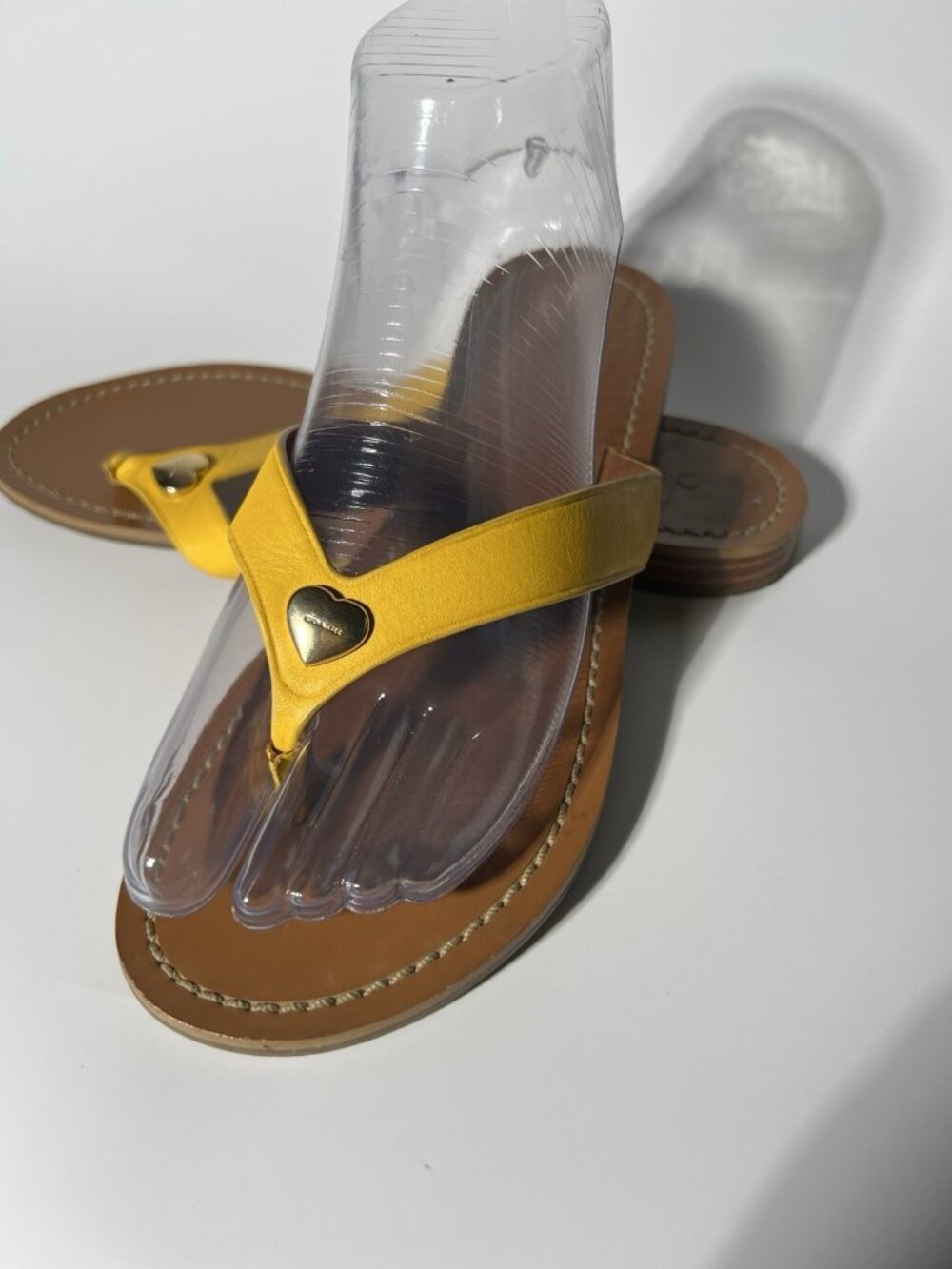 Coach Chapel Leather Slide Sandals Mustard Women’s Size 5.5